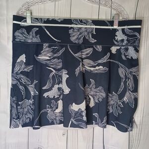 Athleta Navy Floral Skort with White Print